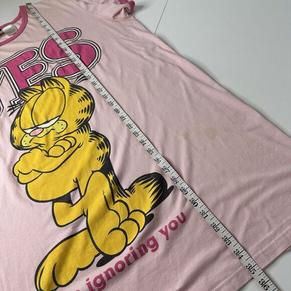 Vintage 90s Garfield Yes I Am Ignoring You Night Sleep Shirt Pink One Size - Picture 9 of 15